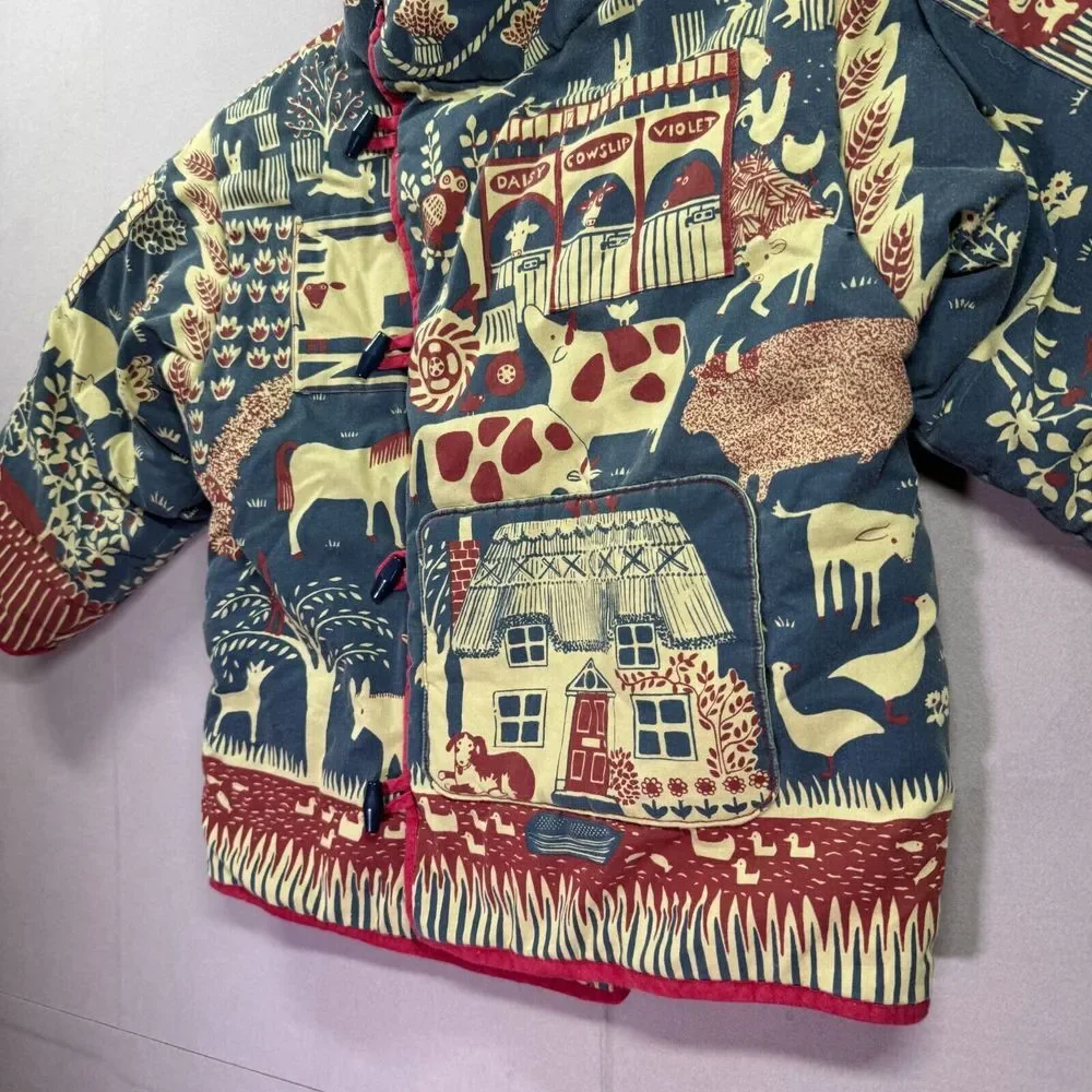 Asian Jacket Kids S/M Cows Horses Quilted Imperial Tang Chinese‎ Toggle Button